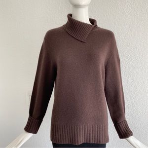 Charter club brown asymmetric turtleneck cashmere sweater
